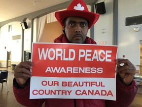 Captain Abdul, co-organizer of the World Peace Awareness Conference, brought together members of the Somaliland community to speak about peace and respect for the law on Sunday, Oct. 22, 2017 in Edmonton. He has as of 2023 hosted the Canada World Peace Soccer Tournament in Edmonton for about seven years. Catherine Griwkowsky, Postmedia News