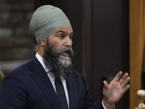 New Democratic Party Leader Jagmeet Singh rises during Question Period, in Ottawa, Tuesday, June 20, 2023.