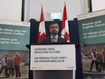 Minister of Environment and Climate Change Steven Guilbeault speaks during media availability at the Climate Positive Energy Initiative conference in Toronto, on Thursday, Aug.10, 2023.