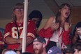 Taylor Swift watches from a suite alongside Travis Kelce's mother, Donna Kelce, inside Arrowhead Stadium during the first half of an NFL football game between the Chicago Bears and Kansas City Chiefs Sunday, Sept. 24, 2023, in Kansas City, Mo.