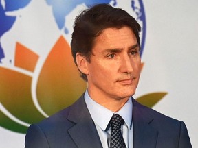 Canada's Prime Minister Justin Trudeau attends a press conference after the closing session of the G20 summit in New Delhi on September 10, 2023.