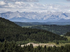 A section of the eastern slopes of the Canadian Rockies is seen west of Cochrane, Alta., Thursday, June 17, 2021.