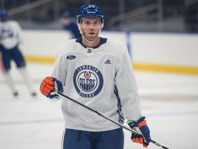 Connor McDavid (97) skates on the second day of 2023 Edmonton Oilers training camp at Rogers Place on Friday, Sept 22, 2023.