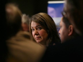 Alberta Premier Danielle Smith is pictured following an event at the Pembina Institute in Calgary on Thursday, October 26, 2023.