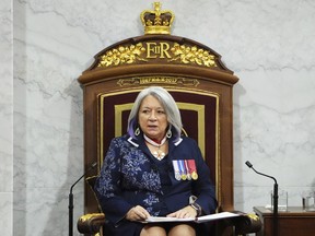 FILE - Mary Simon, Governor General of Canada, delivers the Throne Speech in the Senate in Ottawa on Tuesday, Nov. 23, 2021. (Sean Kilpatrick/The Canadian Press via AP)