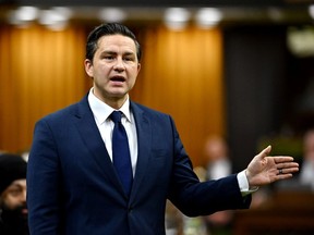 Conservative Leader Pierre Poilievre in the House of Commons on Oct. 19, 2023. "We would not be having this CPP debate if I were today prime minister," he said in a statement