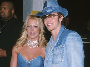 Britney Spears and Justin Timberlake seen at the 2001 American Music Awards.