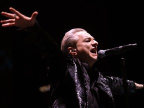 Depeche Mode singer Dave Gahan performs during the band's Memento Mori tour concert at Rogers Place, in Edmonton Tuesday Nov. 21, 2023.