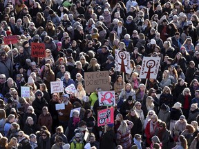 Iceland's prime minister and women across the island nation held a 24-hour strike to push for an end to unequal pay and gender-based violence in Reykjavik on Tuesday, Oct. 24, 2023.