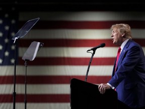 Former president Donald Trump speaks during a rally Sunday, Dec. 17, 2023, in Reno, Nev. Kirsten Hillman, Canada's ambassador to the U.S., says her team is hard at work getting ready in the event former president Donald Trump wins the 2024 presidential election.