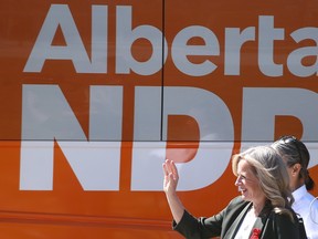 Alberta NDP campaign bus