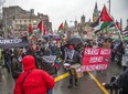 Thousands of Palestinian supporters protest on the streets of Ottawa, Saturday March 9, 2024.