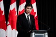 Prime Minister Justin Trudeau delivers remarks on recent developments in Israel in Ottawa on Saturday, April 13, 2024.