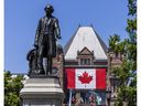 A statue of Canada's first Prime Minister, Sir John A. Macdonald at Queen's Park in Toronto on Monday June 23, 2025.