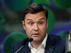 Conservative MP Matt Jeneroux speaks to provincial ministers, and elected officials from across Alberta at a federal candidates panel on Thursday, Sept. 26, 2019, at the Alberta Urban Municipalities Association (AUMA) annual convention, in Edmonton.