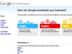 Screenshot of Google for Advertisers new Canadian homepage