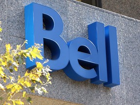 Bell's logo at the company's head office located on Bay Street in Toronto.