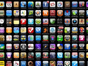 The logos for a variety of iPhone apps