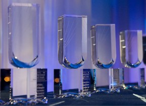 The trophies for the Canadian General Counsel Awards