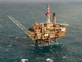 The Royal Dutch Shell platform Gannett Alpha is seen in the North Sea.