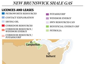 Shale gas licenses New Brunswick