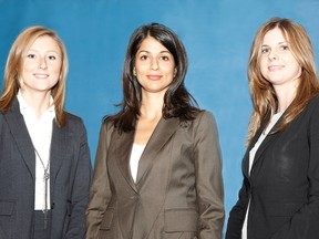 Hilary Thompson, left, Enbridge Gas Distribution, Lyla Garzouzi, Hydro One, and Tracey Brooks,Union Gas, attend a Women of Energy event on Nov. 27. Women of Energy, supported by three of the largest utilities in Ontario, promotes mentorship and networking among women in the energy sector.