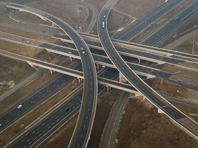 The intersection of highways 404 and 407 just north of Toronto.