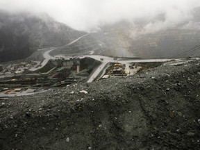 An aerial view shows the site of the Grasberg Mine, operated by the U.S.-based Freeport McMoRan Copper & Gold in Indonesia's Papua province