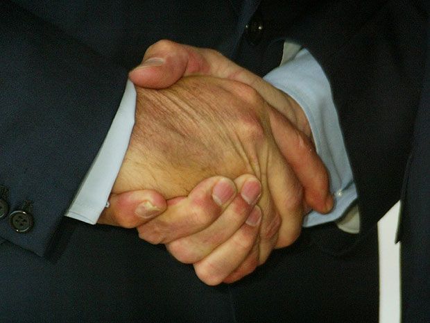 YARN, Great handshake. Firm. Handshake buddies.
