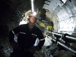 A Cameco employee in the company's Cigar Lake uranium shaft.