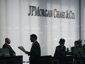 JPMorgan Chase headquarters in New York. Deutsche Bank analyst Matt O'Connor downgraded the stock to hold and cut his price target to US$40 on Monday.