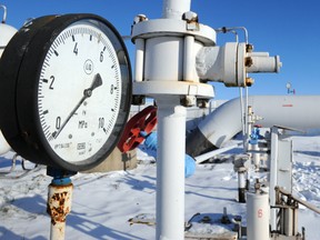 A gas pipe of the gas-compressor station in the small Ukrainian city of Boyarka.
