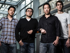 Hypejar founders, left to right, Won Jun Bae, Mike Kwon, Grant Yim and Dylan Jude ae part of JOLT's Winter 2013 cohort.