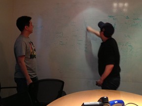 Hypejar COO Won Jun Bae and CSO Mike Kwon in a work session.