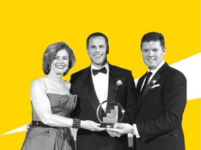 Dr. Alan Ulsifer of FYidoctors, centre, is presented the 2012 Canadian Ernst & Young Entrepreneur Of The Year award by Colleen McMorrow, left, and Trent Henry of Ernst & Young at the annual awards gala in Toronto on Jan. 16.
