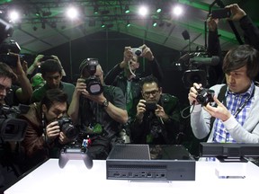 Press photograph Xbox One following the Xbox One reveal event on Tuesday, May 21, 2013, in Redmond, Wash. (Photo by KAREN DUCEY/Invision for Microsoft/AP Images)