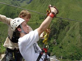 Nevan Ryan ziplines in Peru while travelling in South America for six weeks.