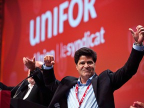 Jerry Dias celebrates after being declared the first president of the new Unifor union back in August 2013.