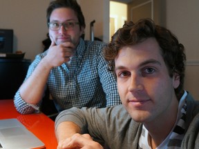 Mitchell Callahan and Dominik Sauter, founders of Web design and app firm Saucal Studios, who will live aboard Blueseed One with 1,000 entrepreneurs.