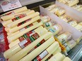 Canadian cheese on display for sale in Toronto.