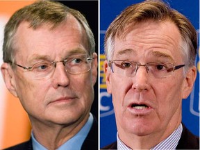 Ed Clark, chief executive of TD Bank Group (left) and Gord Nixon, CEO of RBC -- both set to retire later this year -- are set to receive generous annual pension benefits. Clark, who will retire at age 66 will receive $2.3-million each year and Nixon, 57, will receive a yearly sum currently estimated at $1.68 million.