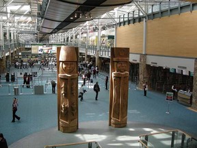 At 18-million passengers a year, Vancouver International is the least busiest airport, but it offers visitors an impressive collection of Pacific Northwest native art.