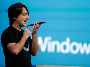 Microsoft corporate vice president Joe Belfiore, of the Operating Systems Group, demonstrates the company's Cortana personal assistant