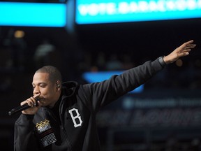 Jay-Z performs at a concert