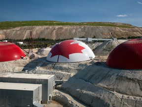 Storage domes at Teck Resource's Highland Valley copper operations in British Columbia.