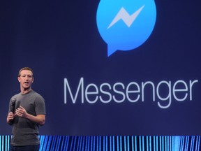 Facebook CEO Mark Zuckerberg talks about additions to Messenger at the F8 summit in San Francisco, California