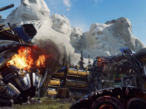 Call of Duty: Advanced Warfare - Ascendance's new maps are all about gimmickry, including one set amidst space ship wreckage beneath Mt. Rushmore.