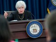 Janet Yellen, chair of the U.S. Federal Reserve, speaks during a news conference