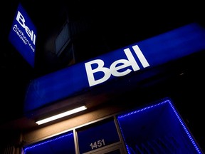 Signage is displayed outside of a BCE Inc. Bell Canada store in Toronto.