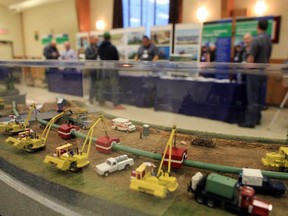 A model of a pipeline construction on display in Brinston, Ont., one of the communities where TransCanada held information sessions on the Energy East pipeline for local residents.